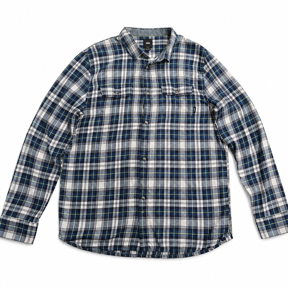 Vans Shirt Men's XL blue/gray Plaid Flannel Long Sleeve